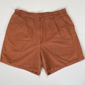 90's High Waist Linen Ramie Distressed Shorts Size 15/16 Elastic Waist Cuffed